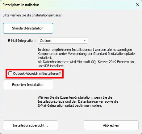 cobra Einzelplatz Installation Outlook Syncronizer Option