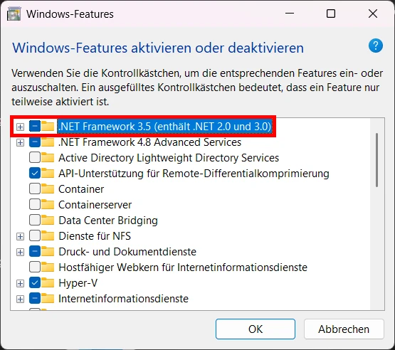 cobra Installation Outlook Syncronizer Windows NET Framework aktivieren