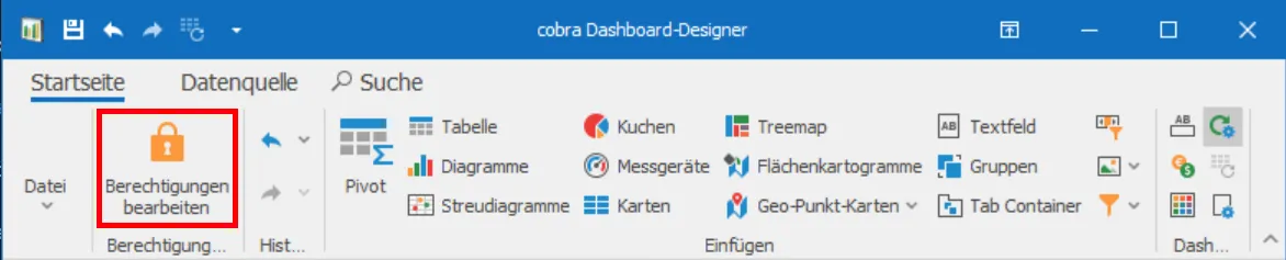 Dashboard-Designer Dashboard Berechtigungen bearbeiten