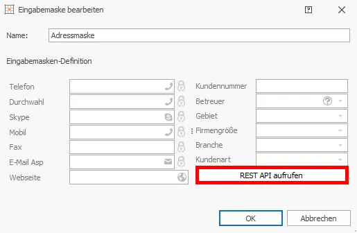 Highlight 2022 REST-API Aufruf Beispiel Schaltflaeche Eingabemaske