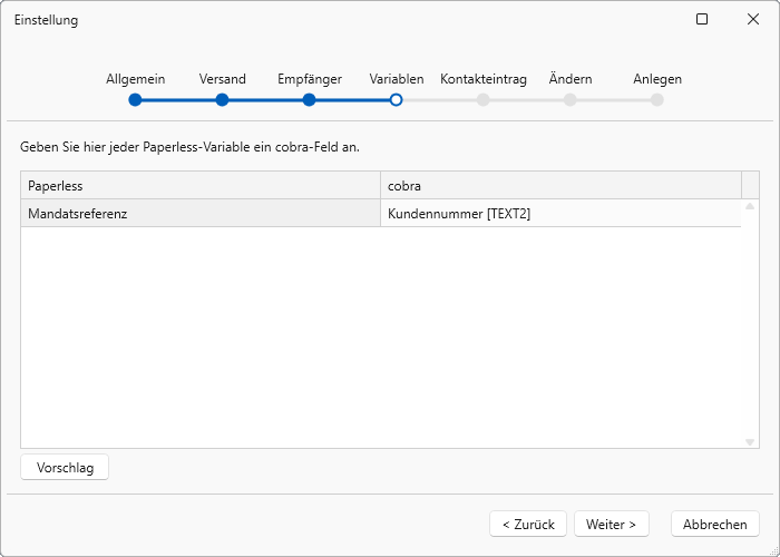 Paperless Integration Beispiel Konfiguration Variablen