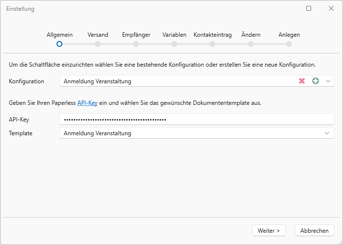 Paperless Integration Schaltflaeche Eingabemaske Einstellung Allgemein