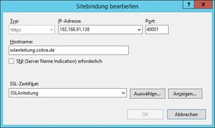 SSL Zertifikat Mobile installieren Sitebindungen bearbeiten