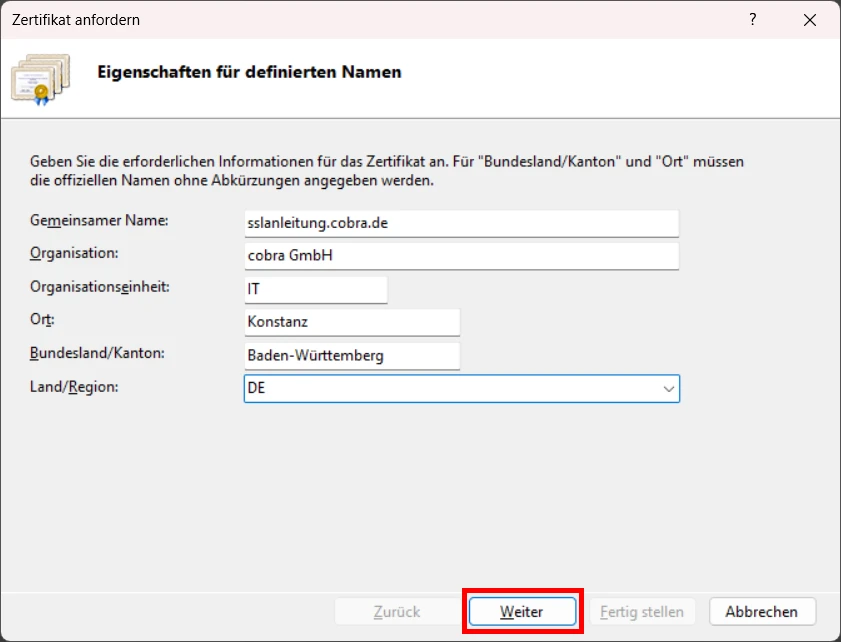 SSL Zertifikat Mobile CSR Zertifikatanforderung erstellen Informationen