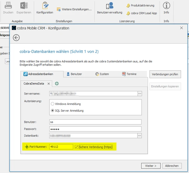 cobra Support Mobile CRM Tipps Konfiguration SSL-Verbidnung Zertifikat