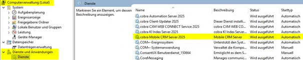 cobra Support Mobile CRM Tipps Dienst Windows