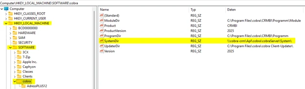 cobra Support Systempfad Server Beispiel