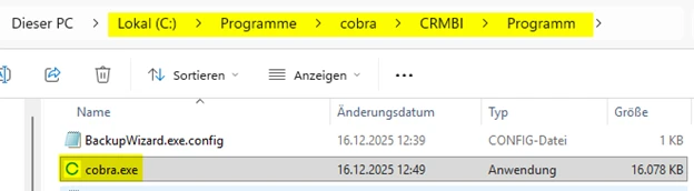 cobra Support unscharf Programmverzeichnis